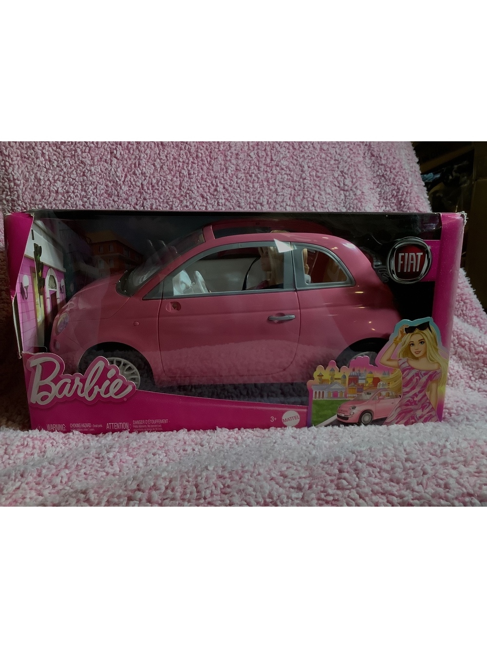 Barbie Pink Fiat 500 Toy Car Playset